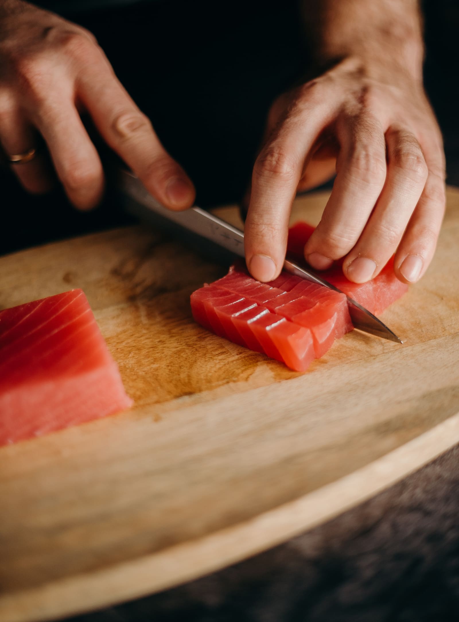 Chef Slicing Salmon Chef Slicing Salmon